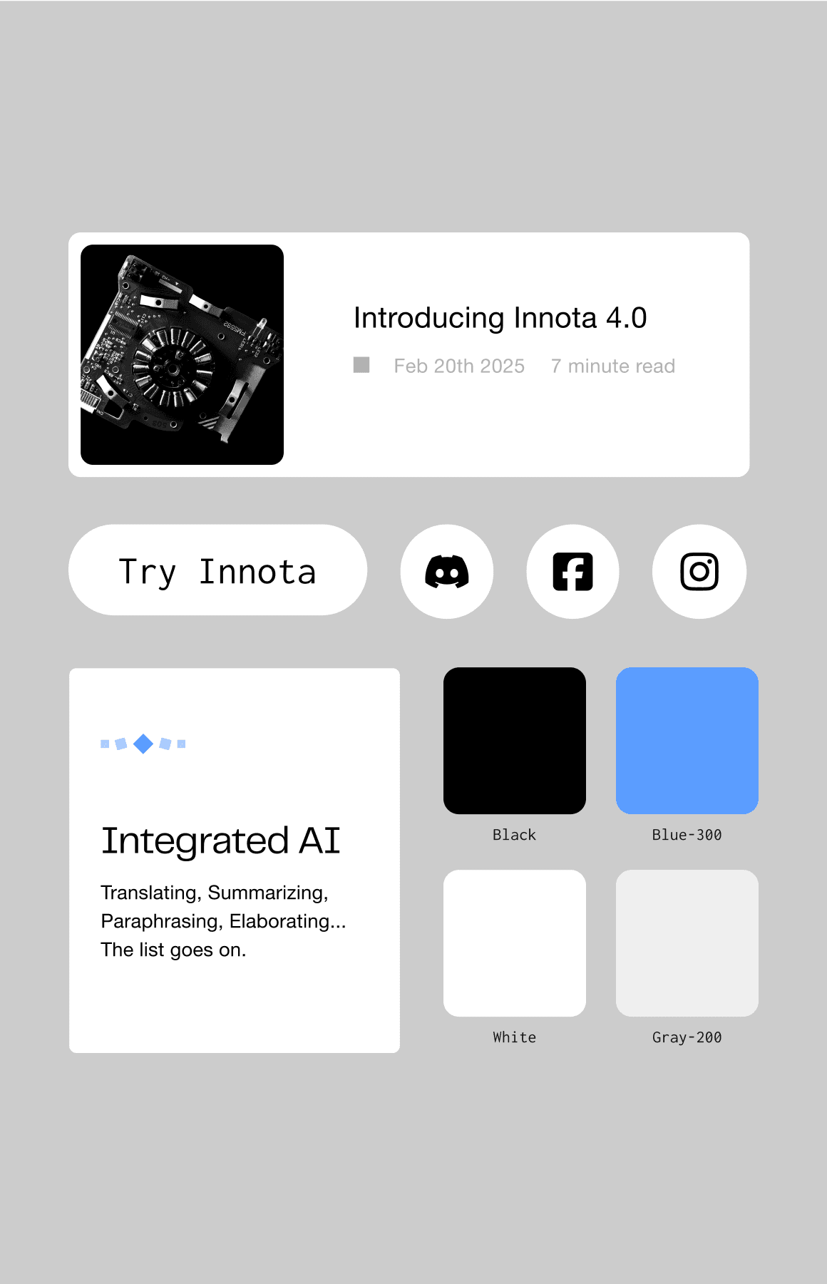 Showcase of the component system